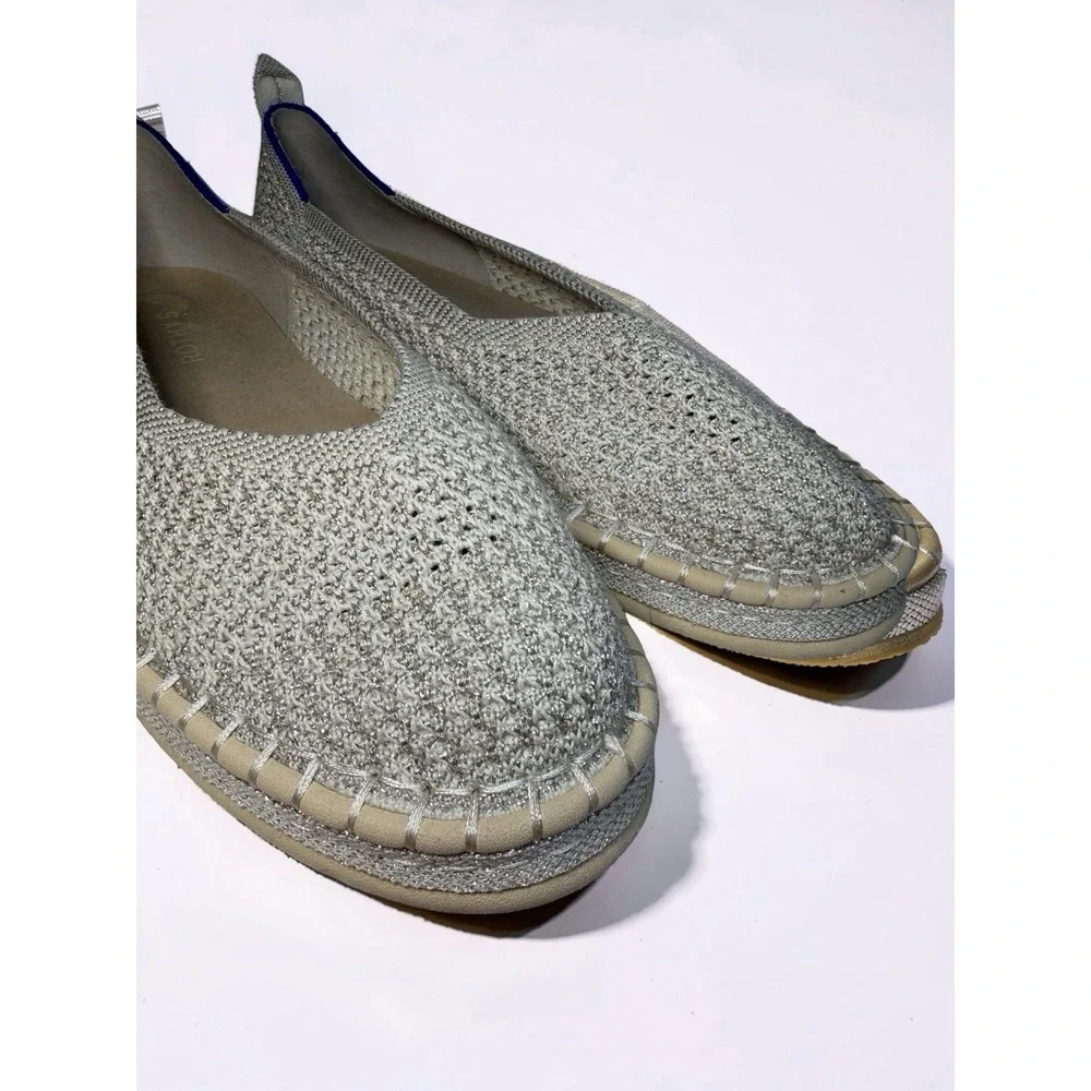 Rothy's The Espadrille Women's Size 10 Diamond Metallic Flat Wedges EUC